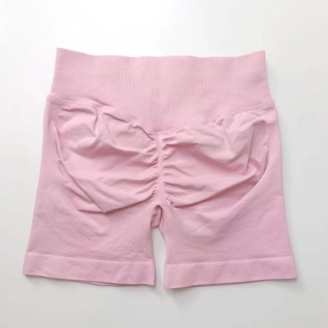 Women's Fitness Biker Shorts with Low Ribbed Band for Gym Workouts