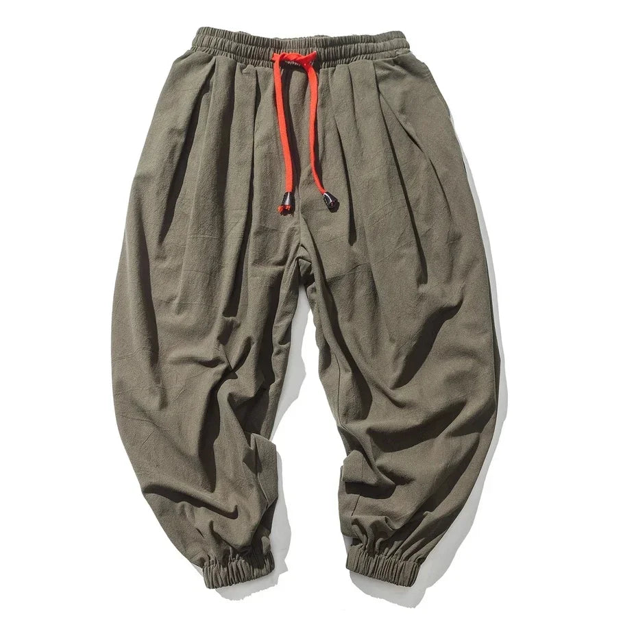 Men's Lightweight Tapered Cotton Linen Pants - Easy Fit Streetwear-MODAUTLET