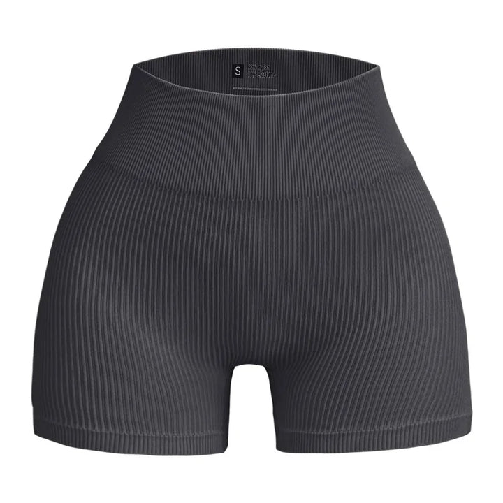 Women's High-Waisted Yoga Shorts, Lift and Shape, Ribbed Texture
