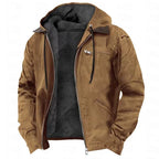Men's Full-Zip Polar Fleece Hoodie - Cozy Casual Jacket Khaki