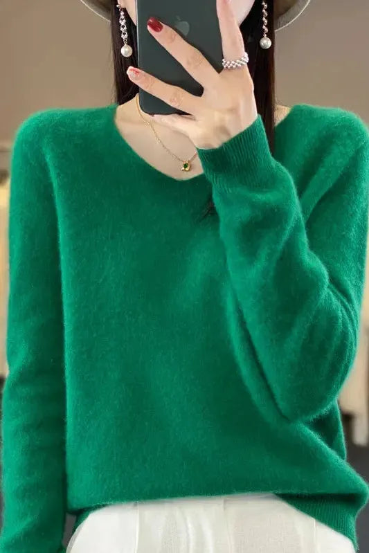 Women's Cozy Luxe Sweater - Harmonia Dark Green