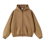 Luxury Batik‑Wash Full‑Zip Street Hoodie Khaki