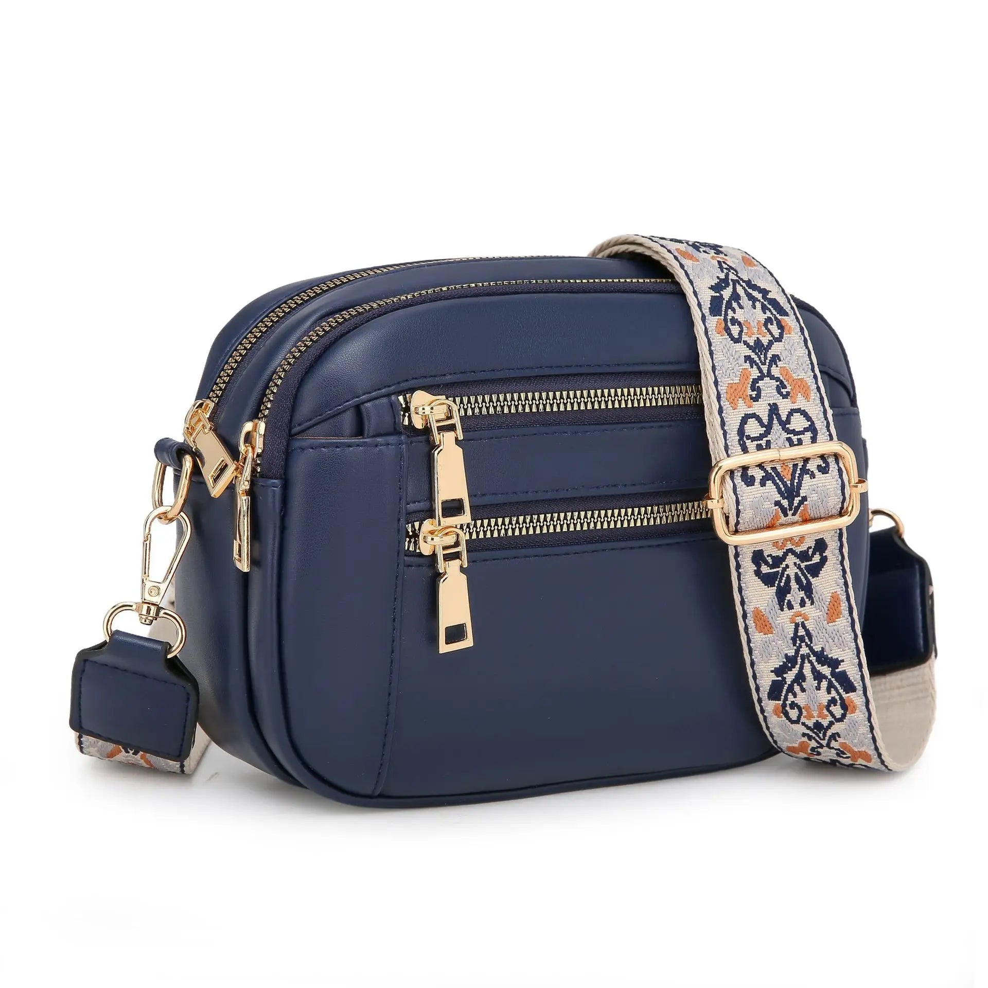 Women's Elegant Leather Shoulder Bag Blue