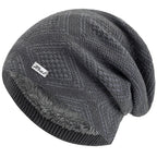 Striped Slouchy Knit Winter Beanie for Women Grey 55cm-58cm