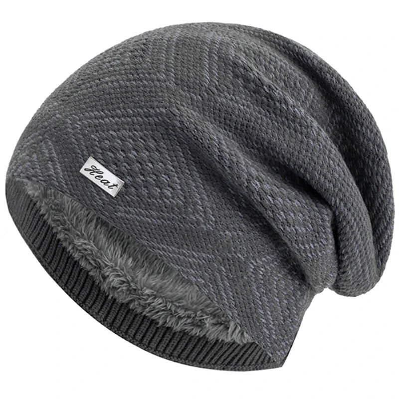 Striped Slouchy Knit Winter Beanie for Women Grey 55cm-58cm