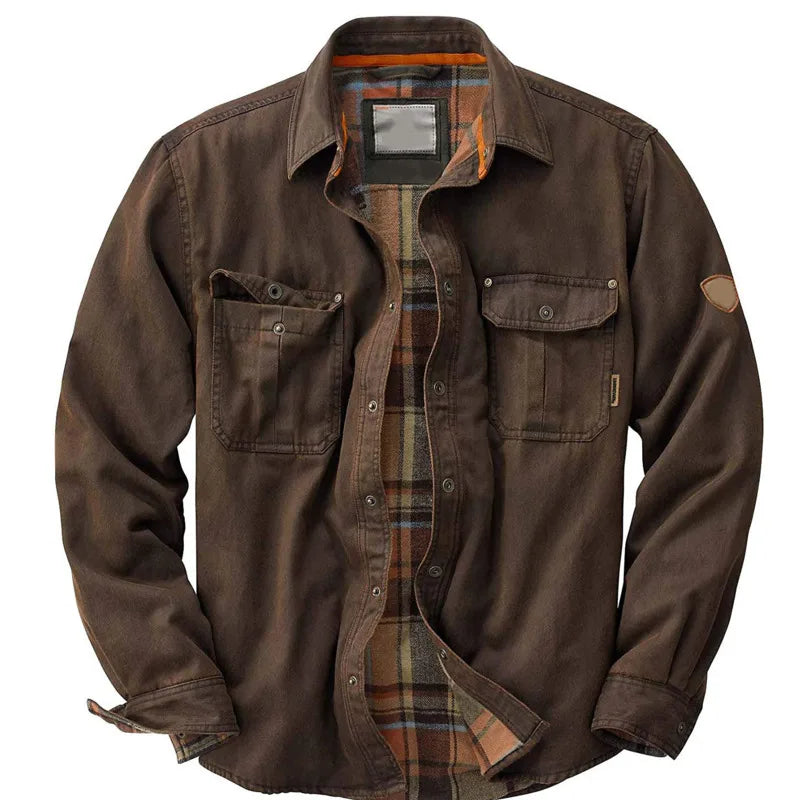 Men's Independent Motorcycle Workwear Jacket Coffee