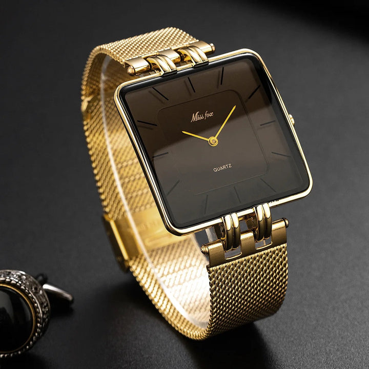 Square Case Mesh Band Wrist Watch for Women – Minimalist & Stylish Design-MODAUTLET