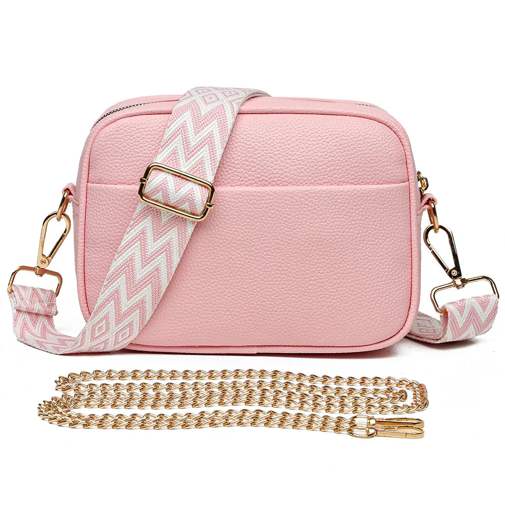 Women's Elegant Leather Shoulder Bag Pink