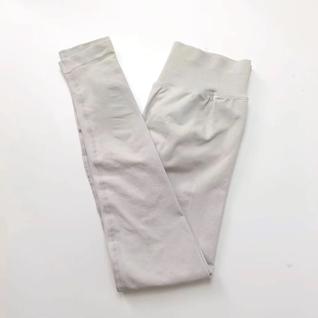 Women's Seamless Yoga Leggings with Low Rib Waistband for Fitness Feather Beige