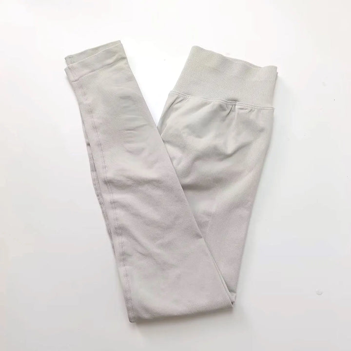 Women's Seamless Yoga Leggings with Low Rib Waistband for Fitness Feather Beige