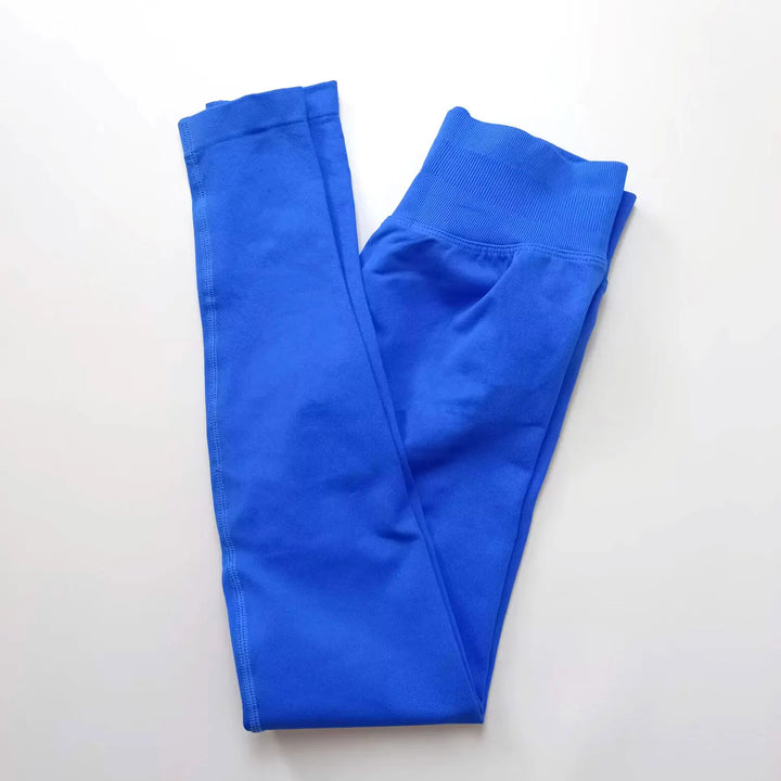Women's Seamless Yoga Leggings with Low Rib Waistband for Fitness Electric Blue