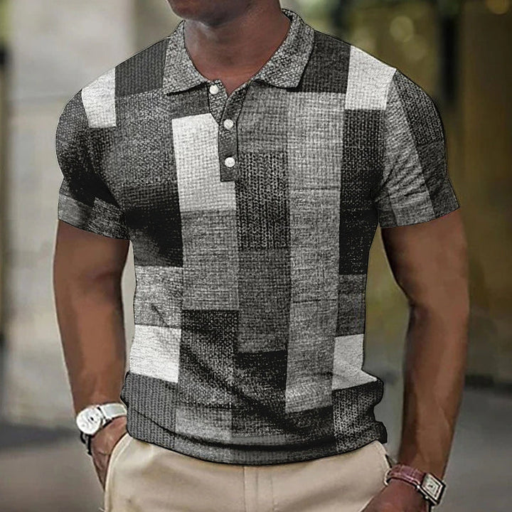 Men's Color Block Short Sleeve Polo Shirt