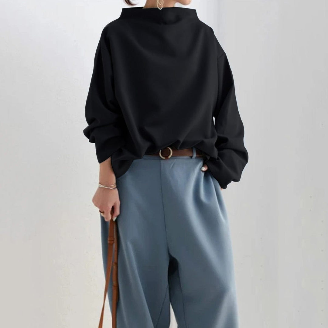Women's Sleek Oversized Funnel Neck Blouse-MODAUTLET
