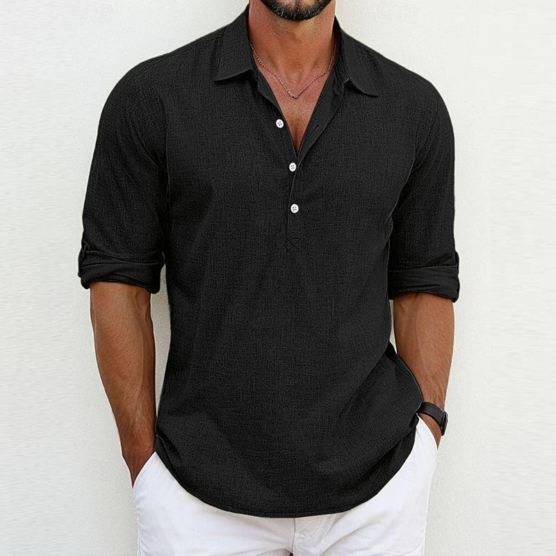 Colin | Summer Breeze Cotton Shirt Black