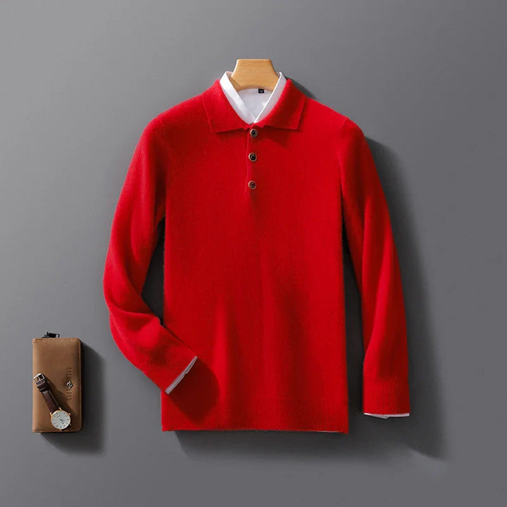 Men's Cashmere Polo Shirt-MODAUTLET