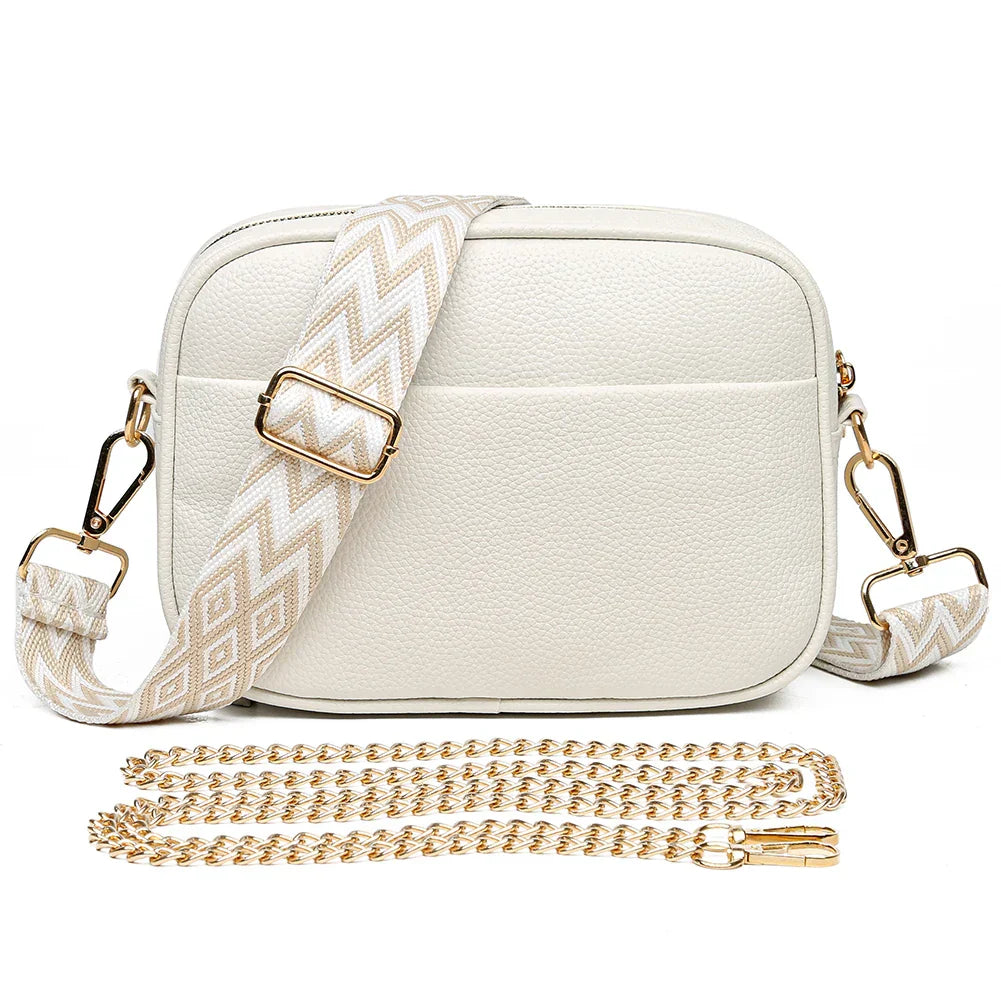 Women's Elegant Leather Shoulder Bag White