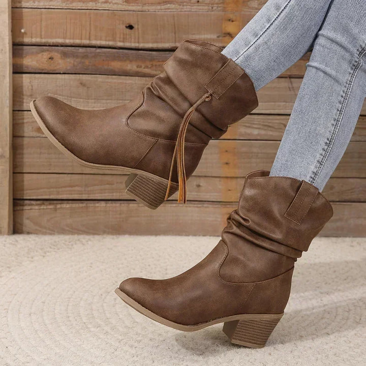Bottes de style cowboy à talon carré pour femmes