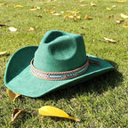 Adjustable Suede Wide-Brim Cowboy Fedora Hat 10 56-58cm