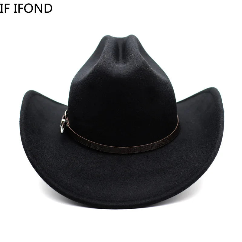 Vintage Western Cowboy Hat – Adjustable Leather Wide Brim-MODAUTLET