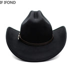 Vintage Western Cowboy Hat – Adjustable Leather Wide Brim