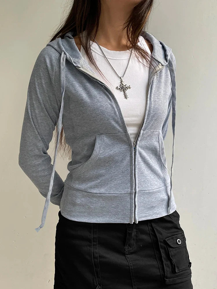 Women's Hoodie Tracksuit Sweatshirt - Casual Streetwear GRAY