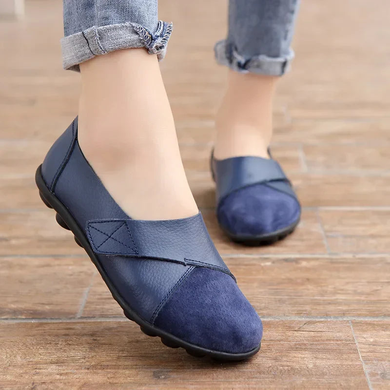 Women's Premium Leather Orthopedic Loafers - Comfy & Supportive Blue