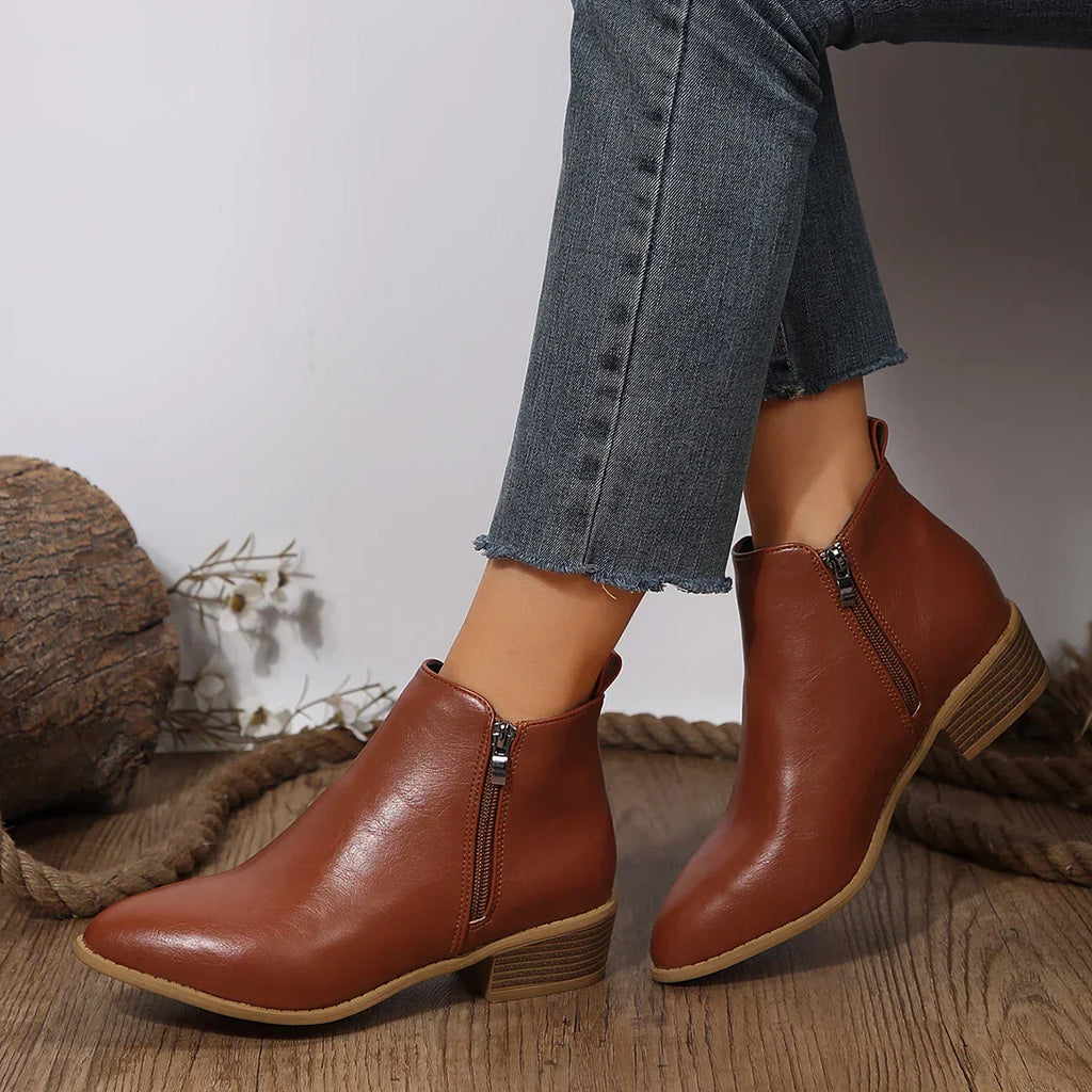 Women's Elegant All-Day Comfort Ankle Boots Brown