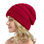 Cozy Chunky Cuffed Knit Beanie Red One Size