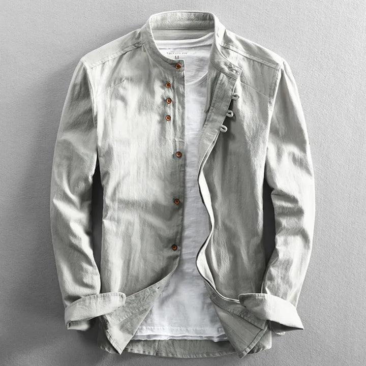 Breathable Linen Cotton Shirt With Japanese Style Design-MODAUTLET