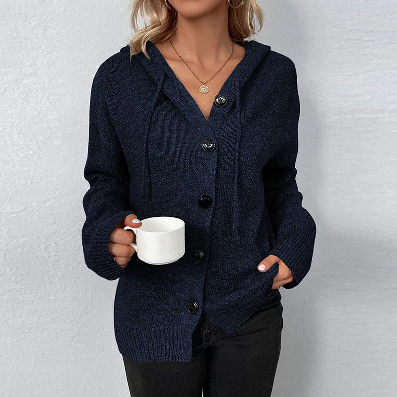 Lightweight Knit Hooded Cardigan for Women - Cozy & Warm Everyday Wear
