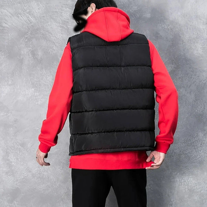 Men's Casual Warm Slim Puffer Vest - Stand Collar, Lightweight Design