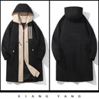 Men's Colour-Blocked Hooded Overcoat Jacket