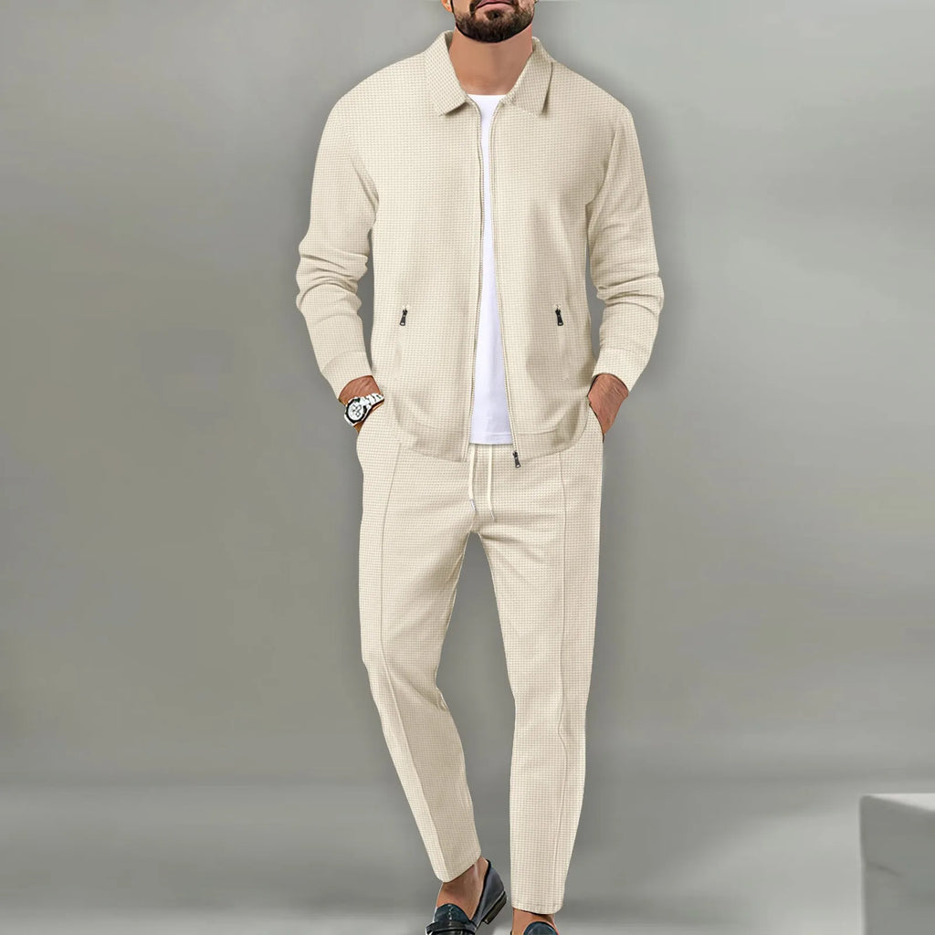 Stephen | Soft Waffle Casual Outerwear Set Khaki