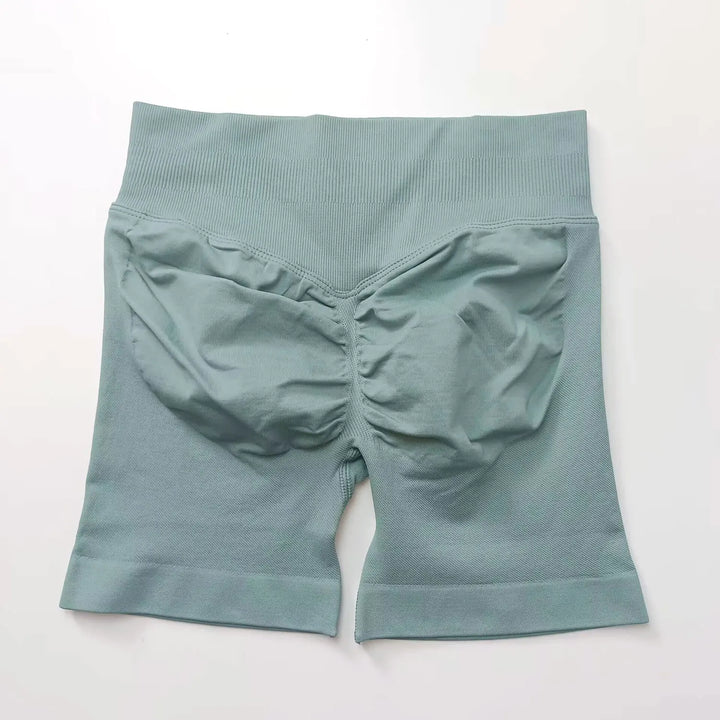 Women's Fitness Biker Shorts with Low Ribbed Band for Gym Workouts