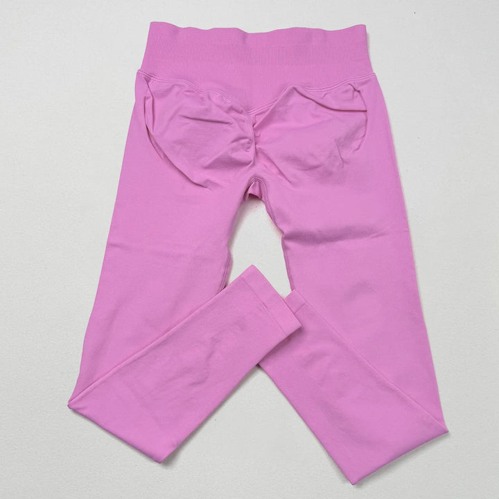 Women's Push-Up Low-Rise Seamless Yoga Leggings for Fitness Pink flower