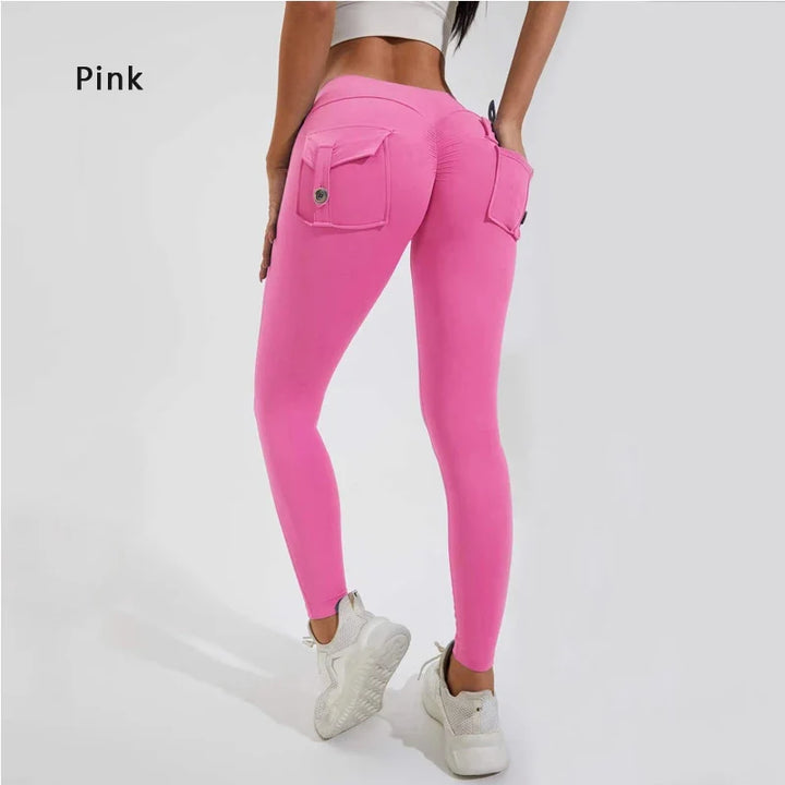 Women's Breathable Yoga Pants with Butt Pocket, Comfortable Leggings Pink