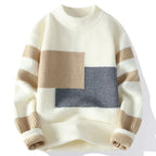 Men's Cozy Relaxed Fit Ribbed Mock Neck Sweater Beige