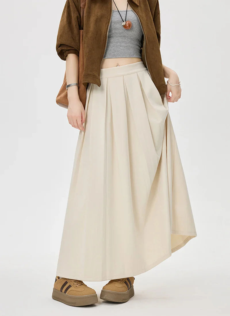 Women's Long Pleated Skirt - Elegant & Flowing Design