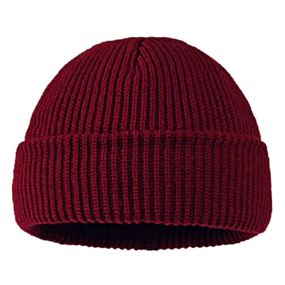 Cozy Winter Knit Beanie – Warm Unisex Skull Cap Wine Red One Size