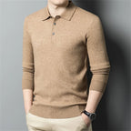 Men's Classic Polo Sweater - Stylish Knit Top for Casual Wear Beige