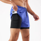 Men's 2-in-1 Quick-Dry Running Shorts with Phone Pocket Purple Blue