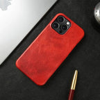 Premium Leather iPhone Case Red