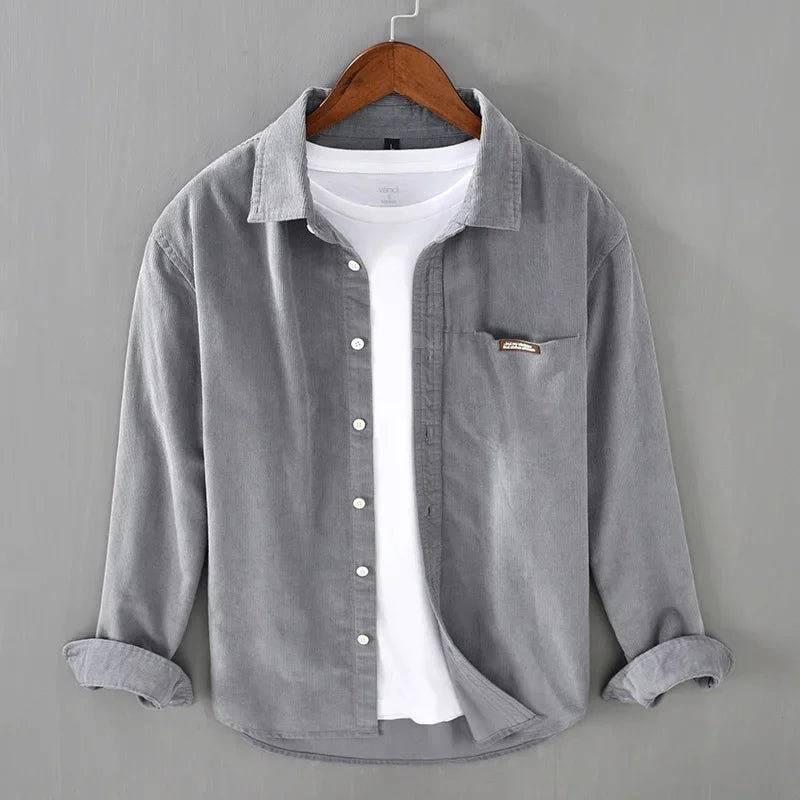 Men's Corduroy Shirt - Salerno Style Grey