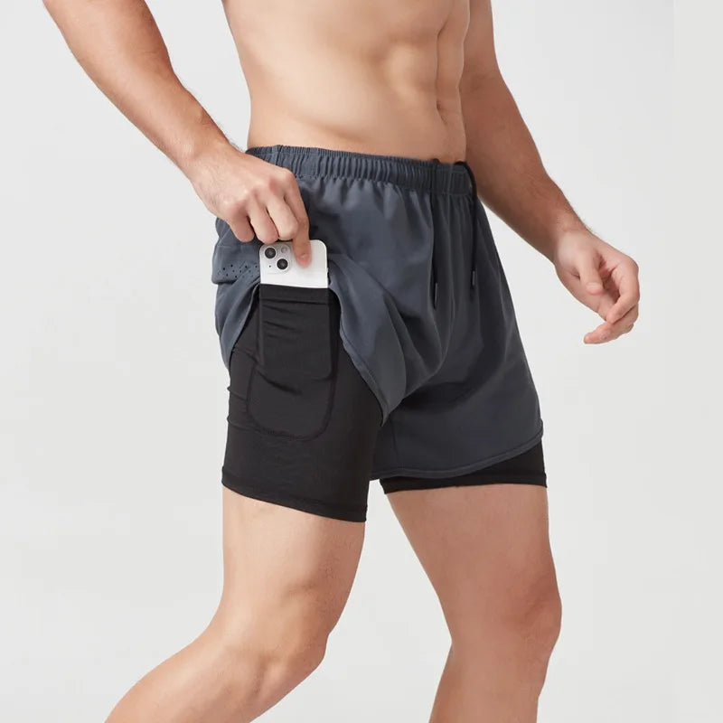 Men's 2-in-1 Quick-Dry Running Shorts with Phone Pocket-MODAUTLET
