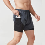 Men's 2-in-1 Quick-Dry Running Shorts with Phone Pocket Gray