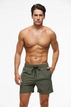 Men's Quick Dry Swim Trunks With Zipper Pockets Premium Armygreen