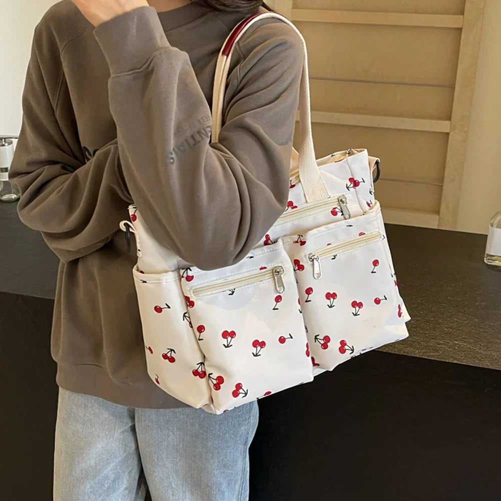 Camari | Cherry Print Canvas Tote Bag-MODAUTLET