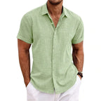Men's Summer Linen Shirt Breathable for Warm Weather Green