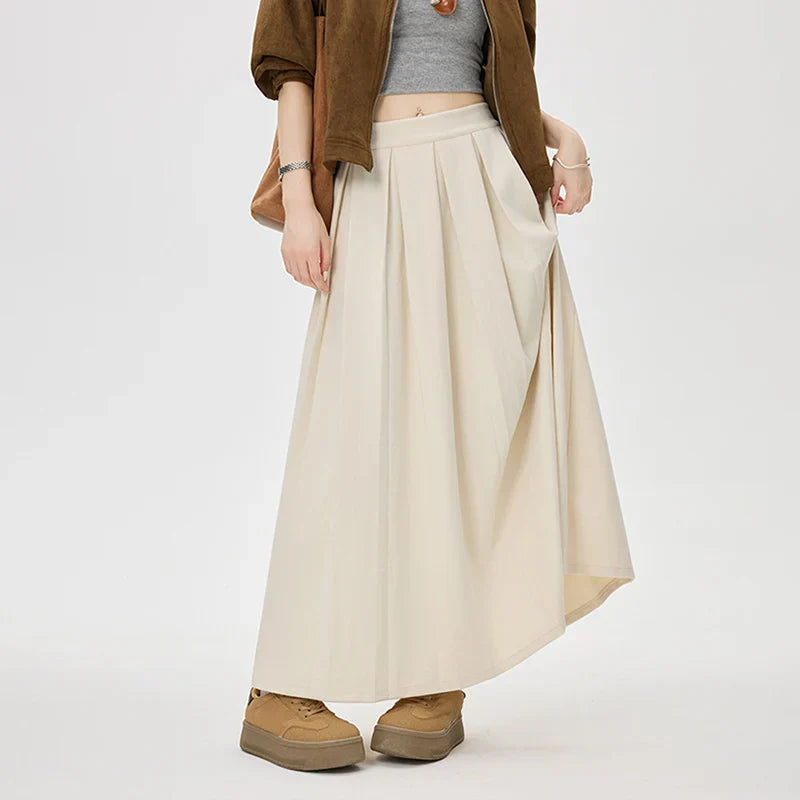 Women's Long Pleated Skirt - Elegant & Flowing Design