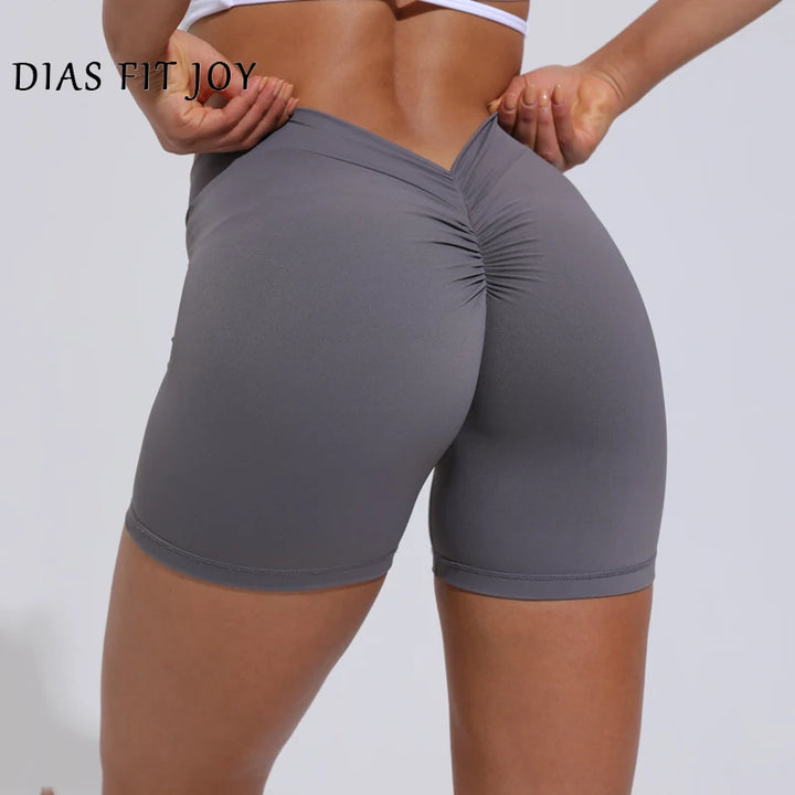 Women's High Waisted V-Back Yoga Shorts for Fitness and Training